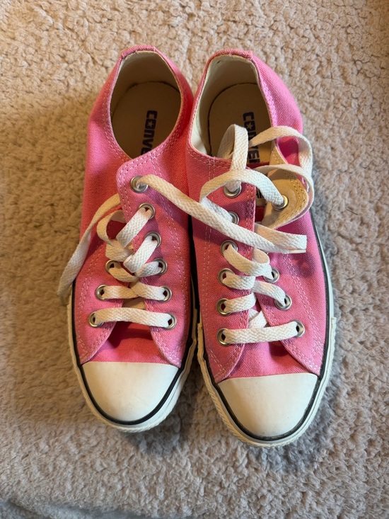 Converse Shoes - Converse Pink Canvas Low-Top Sneakers with White Accents